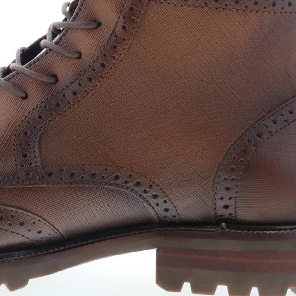 JOHNSTON & MURPHY Mens Brown Garrison Toe Block Heel Leather Boots Shoes…NEW sz8 - Picture 9 of 9